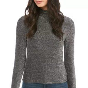 Michael Kors Women's Mock Neck Lurex Long Sleeve Knit Top
